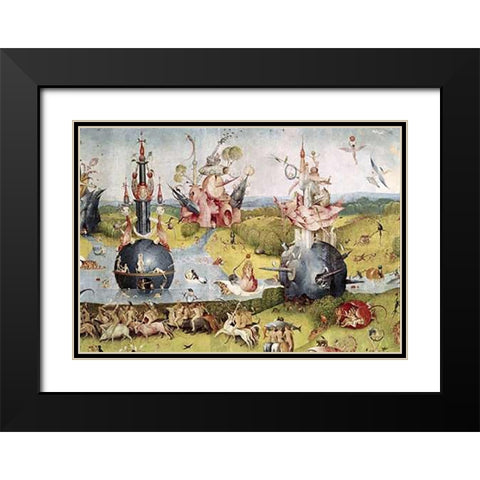 Garden of Earthly Delights - Detail Center Panel Black Modern Wood Framed Art Print with Double Matting by Bosch, Hieronymus