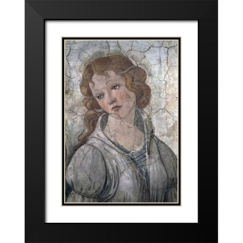 A Young Woman Receives Gifts From Venus and The Three Graces - Detail Black Modern Wood Framed Art Print with Double Matting by Botticelli, Sandro