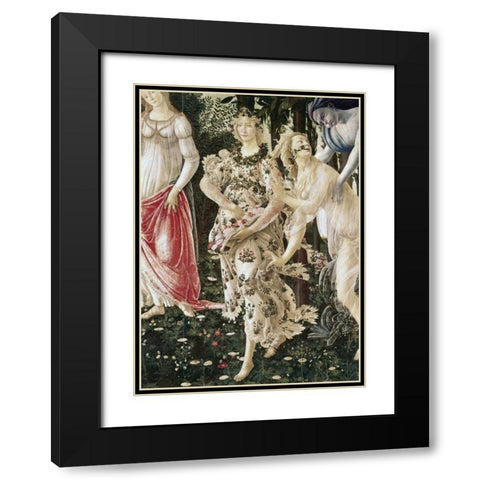La Primavera - Detail Black Modern Wood Framed Art Print with Double Matting by Botticelli, Sandro