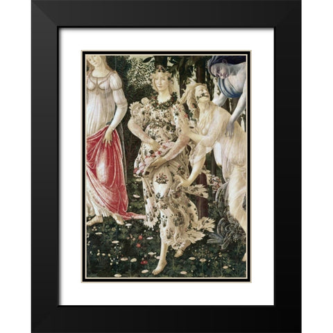 La Primavera - Detail Black Modern Wood Framed Art Print with Double Matting by Botticelli, Sandro