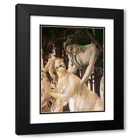 La Primavera (Detail) Black Modern Wood Framed Art Print with Double Matting by Botticelli, Sandro