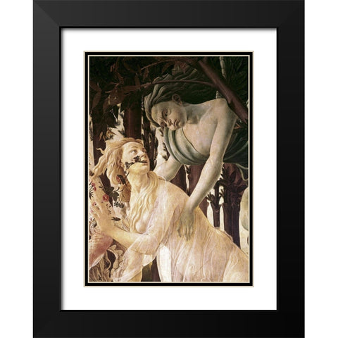 La Primavera (Detail) Black Modern Wood Framed Art Print with Double Matting by Botticelli, Sandro