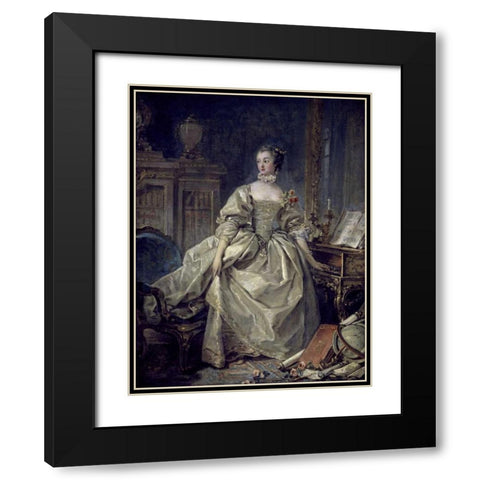 La Madame De Pompadour Black Modern Wood Framed Art Print with Double Matting by Boucher, Francois