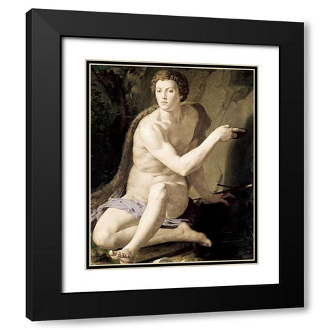 St. John The Baptist Black Modern Wood Framed Art Print with Double Matting by Bronzino, Agnolo