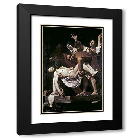 DeVintageition Black Modern Wood Framed Art Print with Double Matting by Caravaggio