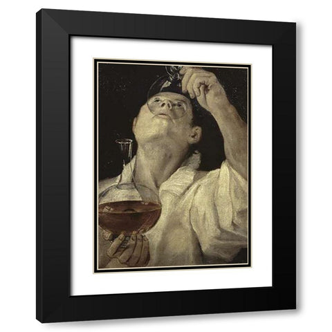 Homme Du Vin Black Modern Wood Framed Art Print with Double Matting by Carracci, Annibale