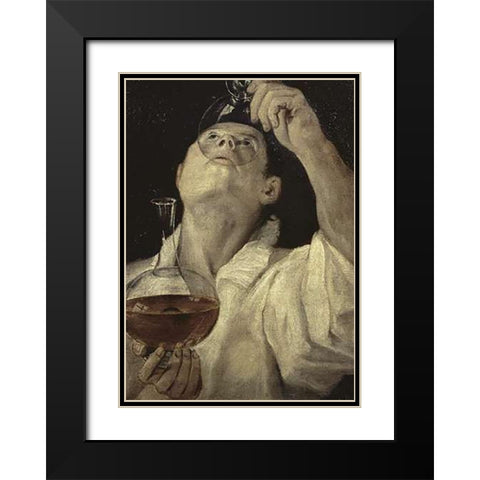 Homme Du Vin Black Modern Wood Framed Art Print with Double Matting by Carracci, Annibale