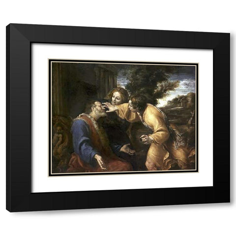 Tobias Heals His Blind Father Black Modern Wood Framed Art Print with Double Matting by Carracci, Annibale