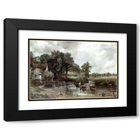 Haywain Black Modern Wood Framed Art Print with Double Matting by Constable, John