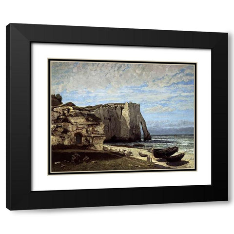 Cliffs of Etretat After a Storm Black Modern Wood Framed Art Print with Double Matting by Courbet, Gustave