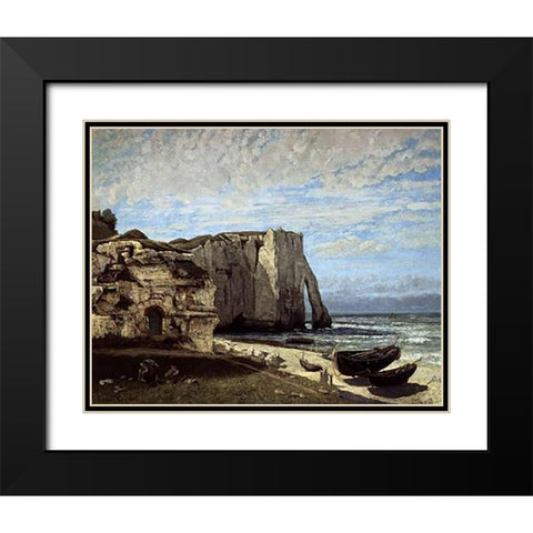 Cliffs of Etretat After a Storm Black Modern Wood Framed Art Print with Double Matting by Courbet, Gustave