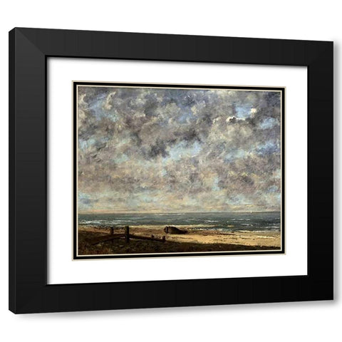 La Mersea Black Modern Wood Framed Art Print with Double Matting by Courbet, Gustave