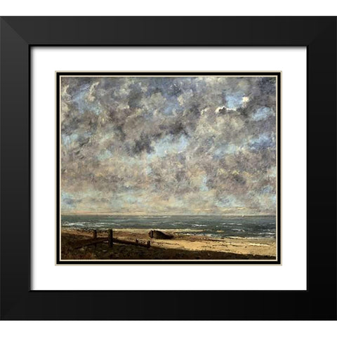 La Mersea Black Modern Wood Framed Art Print with Double Matting by Courbet, Gustave