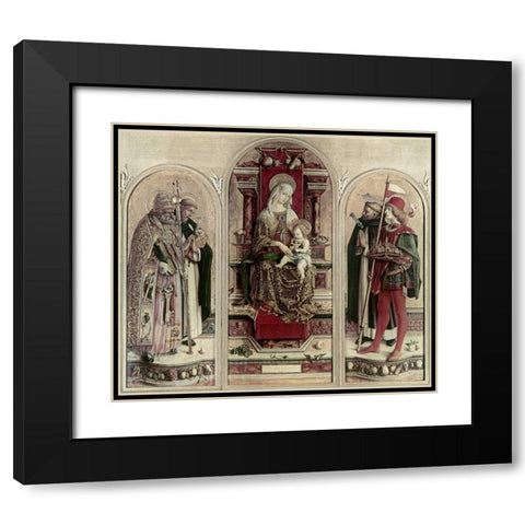 Madonna and Child With Saints Black Modern Wood Framed Art Print with Double Matting by Crivelli, Carlo