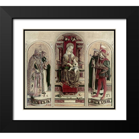Madonna and Child With Saints Black Modern Wood Framed Art Print with Double Matting by Crivelli, Carlo