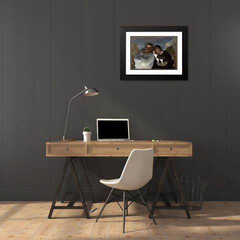 Crispin Et Scapin Black Modern Wood Framed Art Print with Double Matting by Daumier, Honore