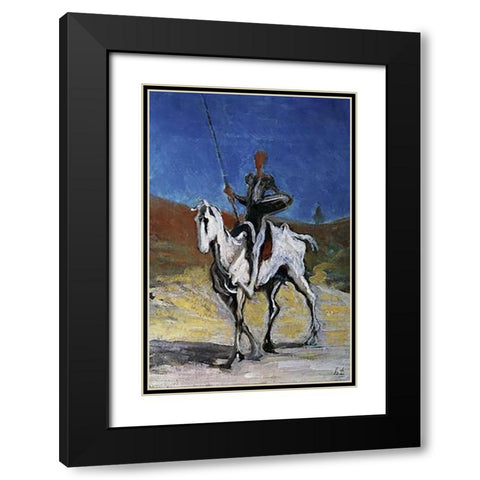 Don Quixote Black Modern Wood Framed Art Print with Double Matting by Daumier, Honore