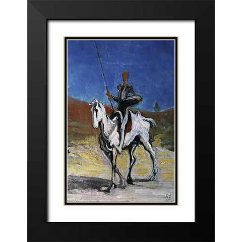 Don Quixote Black Modern Wood Framed Art Print with Double Matting by Daumier, Honore