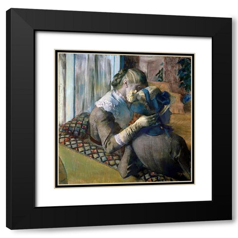 At The Milliners Black Modern Wood Framed Art Print with Double Matting by Degas, Edgar