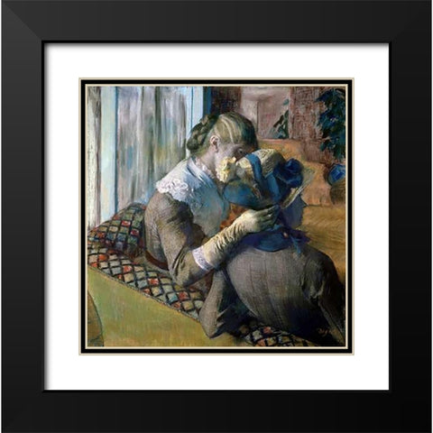 At The Milliners Black Modern Wood Framed Art Print with Double Matting by Degas, Edgar
