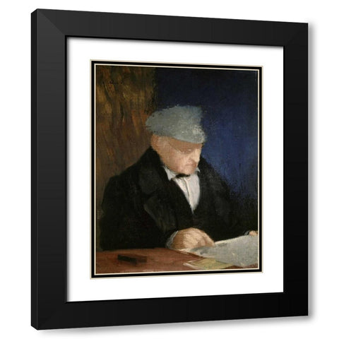 Auguste, the Artists Father Black Modern Wood Framed Art Print with Double Matting by Degas, Edgar