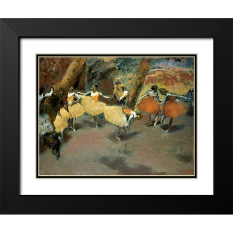 Before the Performance Black Modern Wood Framed Art Print with Double Matting by Degas, Edgar