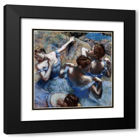 Blue Dancers - Les Danseuses Bleues Black Modern Wood Framed Art Print with Double Matting by Degas, Edgar