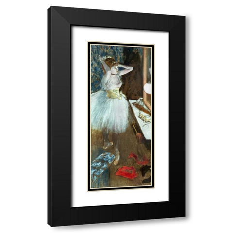 Dancer In Her Dressing Room Black Modern Wood Framed Art Print with Double Matting by Degas, Edgar