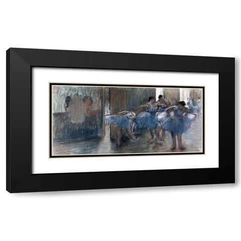 Dancers Black Modern Wood Framed Art Print with Double Matting by Degas, Edgar