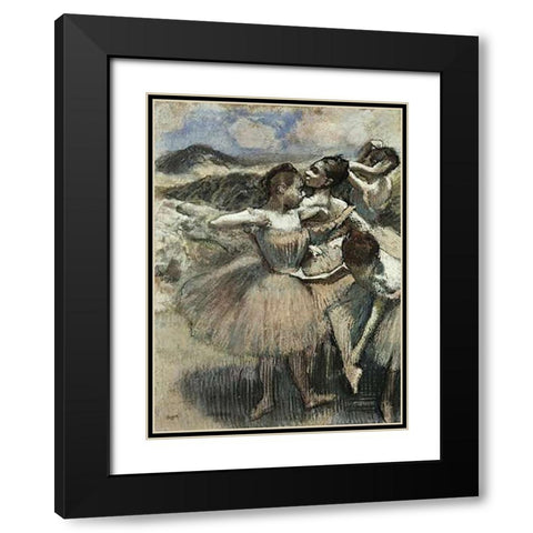 Dancers Black Modern Wood Framed Art Print with Double Matting by Degas, Edgar