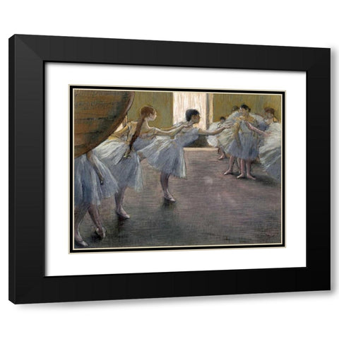 Dancers at the Rehearsal Black Modern Wood Framed Art Print with Double Matting by Degas, Edgar