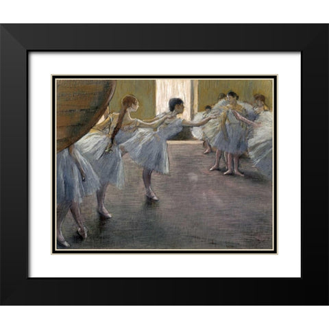Dancers at the Rehearsal Black Modern Wood Framed Art Print with Double Matting by Degas, Edgar