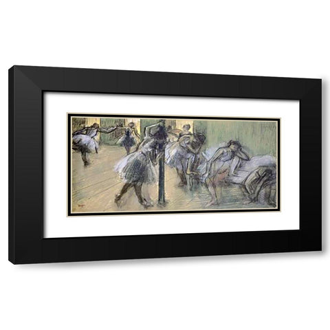 Dancers in Rehearsal (II) Black Modern Wood Framed Art Print with Double Matting by Degas, Edgar