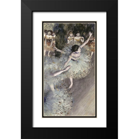 Danseuse Basculant - Danseuse Verte Black Modern Wood Framed Art Print with Double Matting by Degas, Edgar
