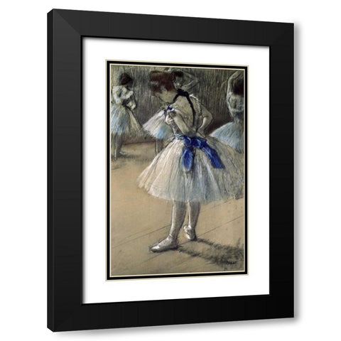 Danseuse, Dancer, Pastel/Char/Chalk Black Modern Wood Framed Art Print with Double Matting by Degas, Edgar