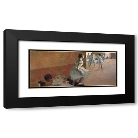 Danseuses montant un escalier, 1886-1890 Black Modern Wood Framed Art Print with Double Matting by Degas, Edgar