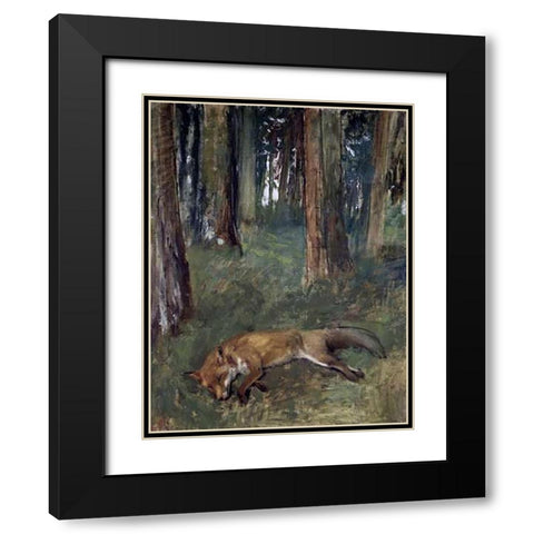 Dead Fox Under the Trees Black Modern Wood Framed Art Print with Double Matting by Degas, Edgar