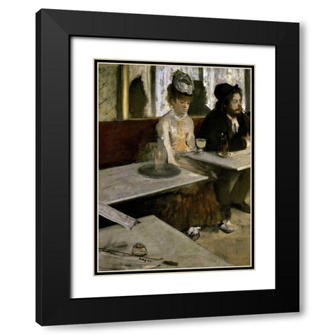 In a Cafe - Absinthe Black Modern Wood Framed Art Print with Double Matting by Degas, Edgar