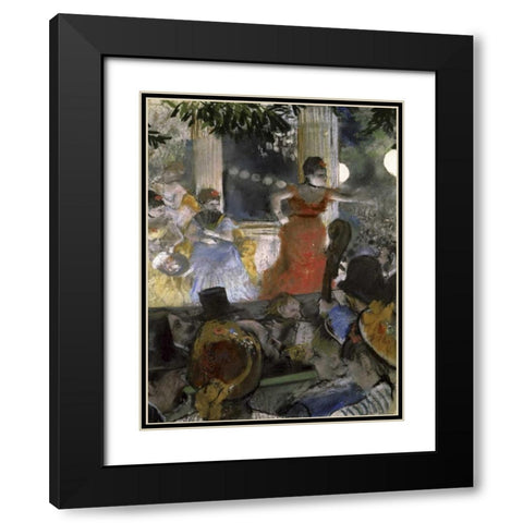 Le Cafe Concert Des Ambassadeurs Black Modern Wood Framed Art Print with Double Matting by Degas, Edgar