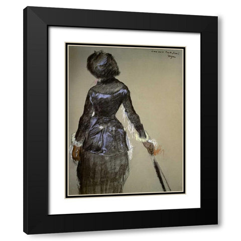 Mary Cassatt at the Louvre Black Modern Wood Framed Art Print with Double Matting by Degas, Edgar