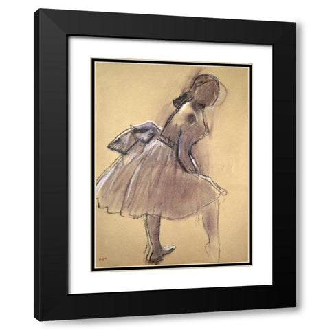 Profile of a Dancer Upright Black Modern Wood Framed Art Print with Double Matting by Degas, Edgar