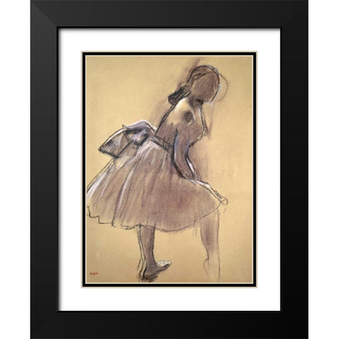 Profile of a Dancer Upright Black Modern Wood Framed Art Print with Double Matting by Degas, Edgar