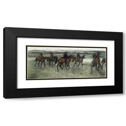 Race Horses Black Modern Wood Framed Art Print with Double Matting by Degas, Edgar