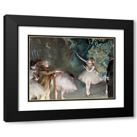 Repetition de Ballet Black Modern Wood Framed Art Print with Double Matting by Degas, Edgar