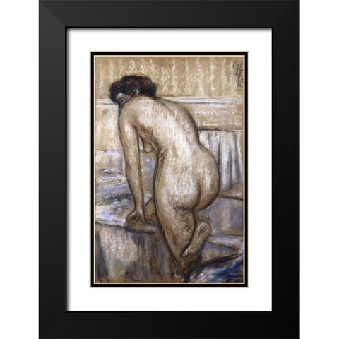 The Bath Black Modern Wood Framed Art Print with Double Matting by Degas, Edgar