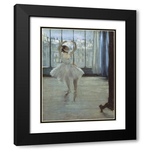 The Dancer at the Studio Black Modern Wood Framed Art Print with Double Matting by Degas, Edgar