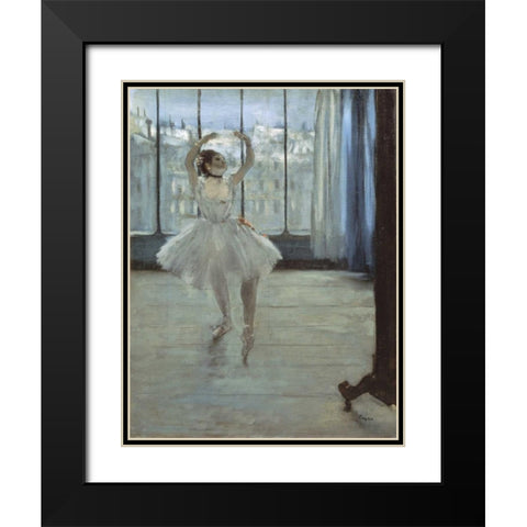The Dancer at the Studio Black Modern Wood Framed Art Print with Double Matting by Degas, Edgar
