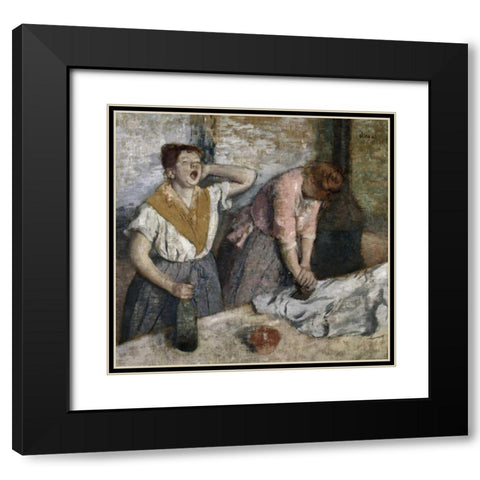 The Ironers Black Modern Wood Framed Art Print with Double Matting by Degas, Edgar