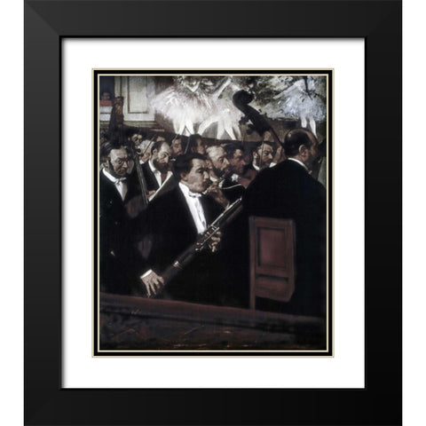The Orchestra of the Opera Black Modern Wood Framed Art Print with Double Matting by Degas, Edgar