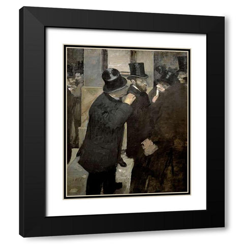 The Stock Exchange Black Modern Wood Framed Art Print with Double Matting by Degas, Edgar